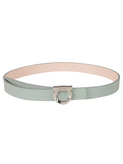Ferragamo Gancini-buckle Leather Belt In Green