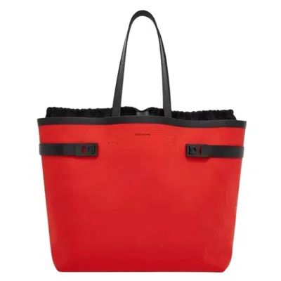 Ferragamo Gancini Buckles Canvas Tote Bag In Black