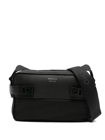 Ferragamo Gancini-buckles Messenger Bag In Black