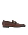 Ferragamo Florio Leather Loafer With Gancini Detail In Brown