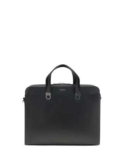 Ferragamo Gancini Business Handbag In Black