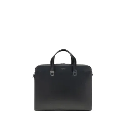 Ferragamo Men Gancini Business Handbag In Black