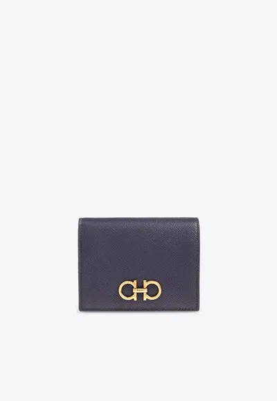 Ferragamo Gancini Calf Leather Wallet In Midnight Blue