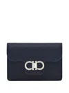 Ferragamo Gancini Calfskin Compact Wallet In Blue