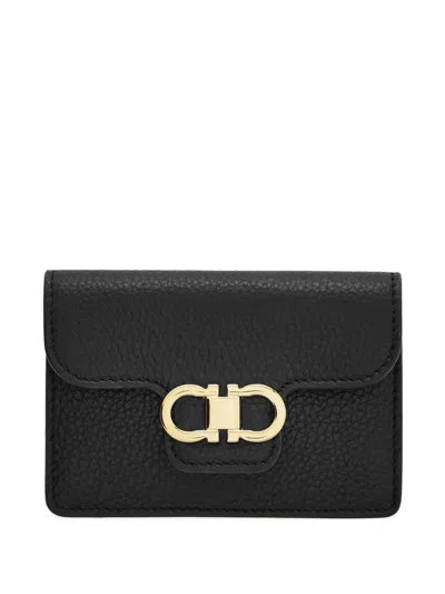 Ferragamo Gancini Calfskin Keyring Wallet In Black