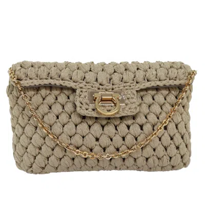 Pre-owned Ferragamo Gancini Canvas Handbag () In Gold