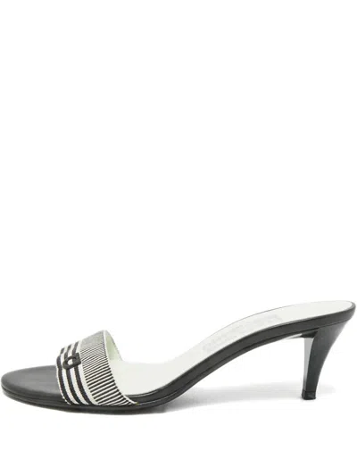 Pre-owned Ferragamo Gancini Canvas Sandals In Black