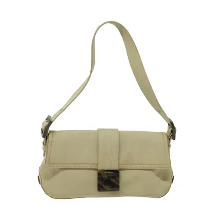 Pre-owned Ferragamo Gancini Canvas Shoulder Bag () In Beige