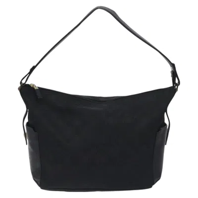 Pre-owned Ferragamo Gancini Canvas Shoulder Bag () In Black