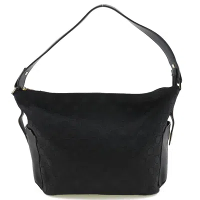 Pre-owned Ferragamo Gancini Canvas Shoulder Bag () In Black