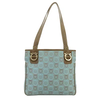 Pre-owned Ferragamo Gancini Canvas Shoulder Bag () In Blue
