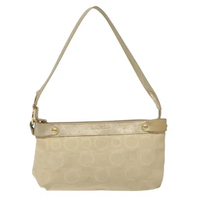 Pre-owned Ferragamo Gancini Canvas Shoulder Bag () In Sand