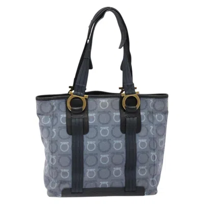 Pre-owned Ferragamo Gancini Canvas Tote Bag () In Blue