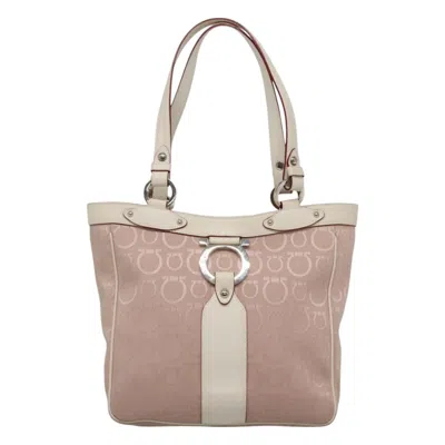 Pre-owned Ferragamo Gancini Canvas Tote Bag () In Pink