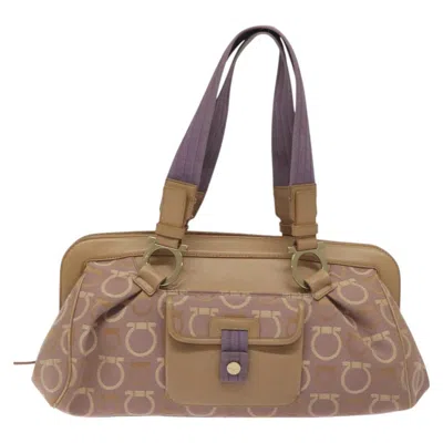 Pre-owned Ferragamo Gancini Canvas Tote Bag () In Purple