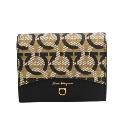 Pre-owned Ferragamo Gancini Canvas Wallet () In Beige