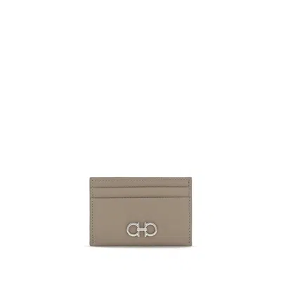 Ferragamo Gancini Card Case In Beige