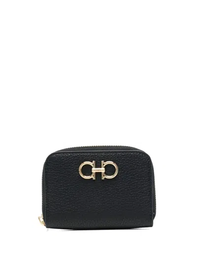 Ferragamo Gancini Card Case In Black