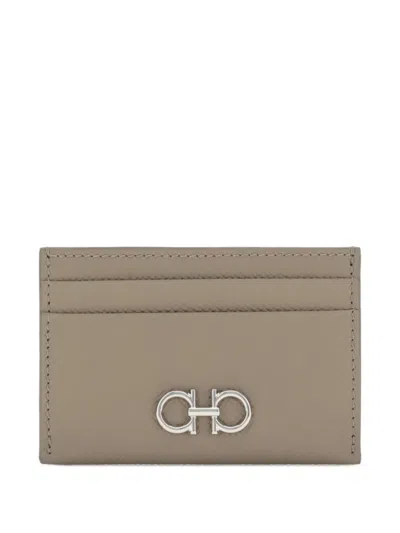 Ferragamo Gancini Card Case In Gray