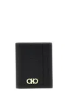 Ferragamo Folded Card Holder Gold Hardware In Black
