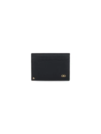 Ferragamo "gancini" Card Holder In Black  