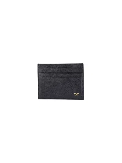Ferragamo "gancini" Card Holder In Black  