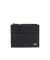 Ferragamo Micro Gancini Textured Finish Clutch Cards Holder In Black