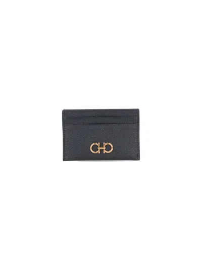 Ferragamo Gancini Card Holder In Black