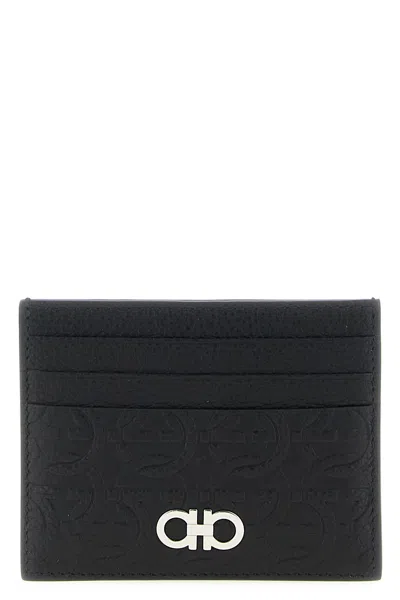 Ferragamo 'gancini' Card Holder In Black
