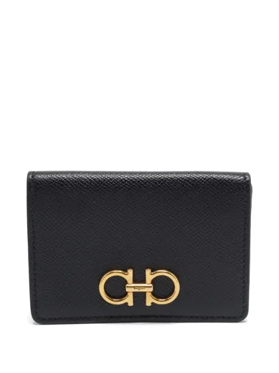 Pre-owned Ferragamo Gancini Card Holder In Black