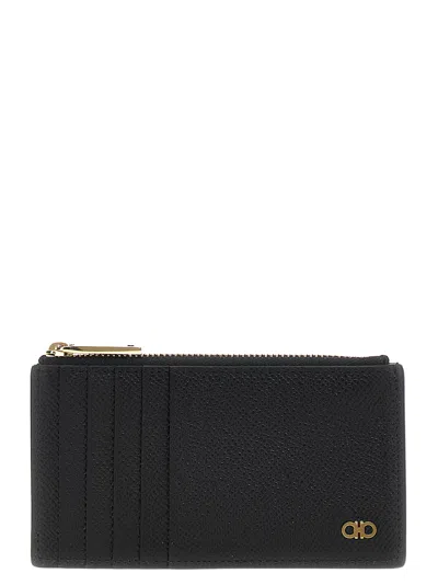 Ferragamo 'gancini' Card Holder In Black