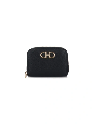 Ferragamo 'gancini' Card Holder In Black  