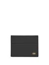 Ferragamo Black Card-holder With Micro Gancini Detail In Hammered Leather Man In Black