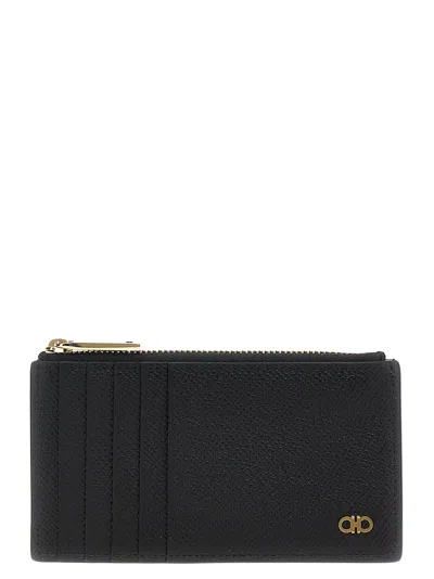 Ferragamo Gancini Leather Cardholder In Black