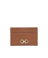Ferragamo Gancini Card Holder In Brown