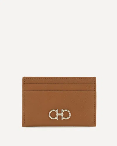 Ferragamo Gancini Card Holder In Brown