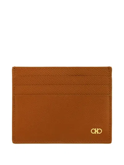 Ferragamo Gancini Card Holder In Brown