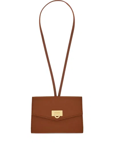 Ferragamo Gancini Card Holder Charm In Brown