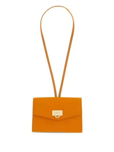 Ferragamo Gancini Card Holder Charm In Orange