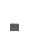 Ferragamo Logo Printed Zipped Cardholder In Gray