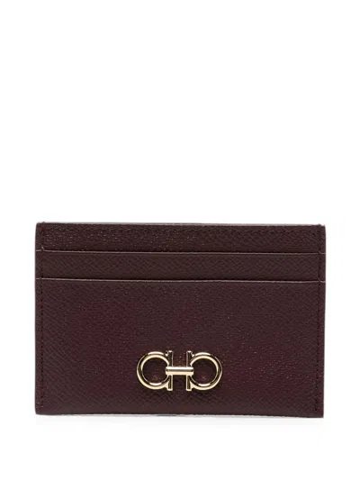 Ferragamo Gancini-plaque Card Holder In Brown