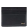 Ferragamo Black Card Holder With Micro Gancini On The Front And Logo Lettering On The Rear In Black