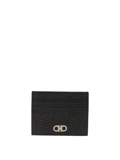 Ferragamo Revival Gancini Cards Holder In Black