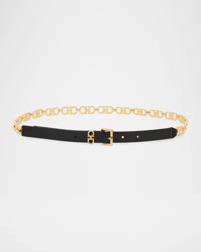 Ferragamo Gancini Chain & Leather Belt In Pink