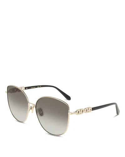 Ferragamo Gancini Chain Butterfly Sunglasses, 60mm In Gold