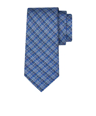 Ferragamo Gancini Chain Print Silk Tie In Blue