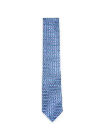 Ferragamo Gancini Chain-print Tie In Blue
