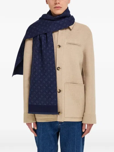 Ferragamo Gancini Chain Scarf In Blue