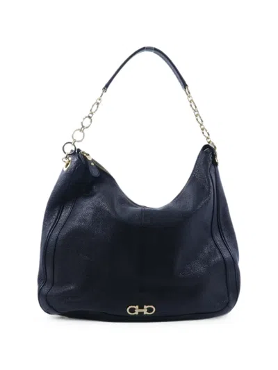 Pre-owned Ferragamo Gancini Chain Shoulder Bag In Black