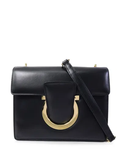 Pre-owned Ferragamo Gancini Chain Shoulder Bag In Black